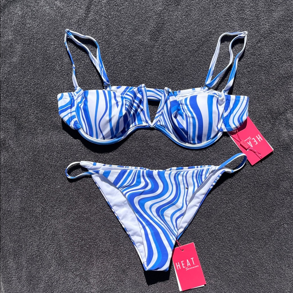 HEAT Blue and White Swirl Bikini